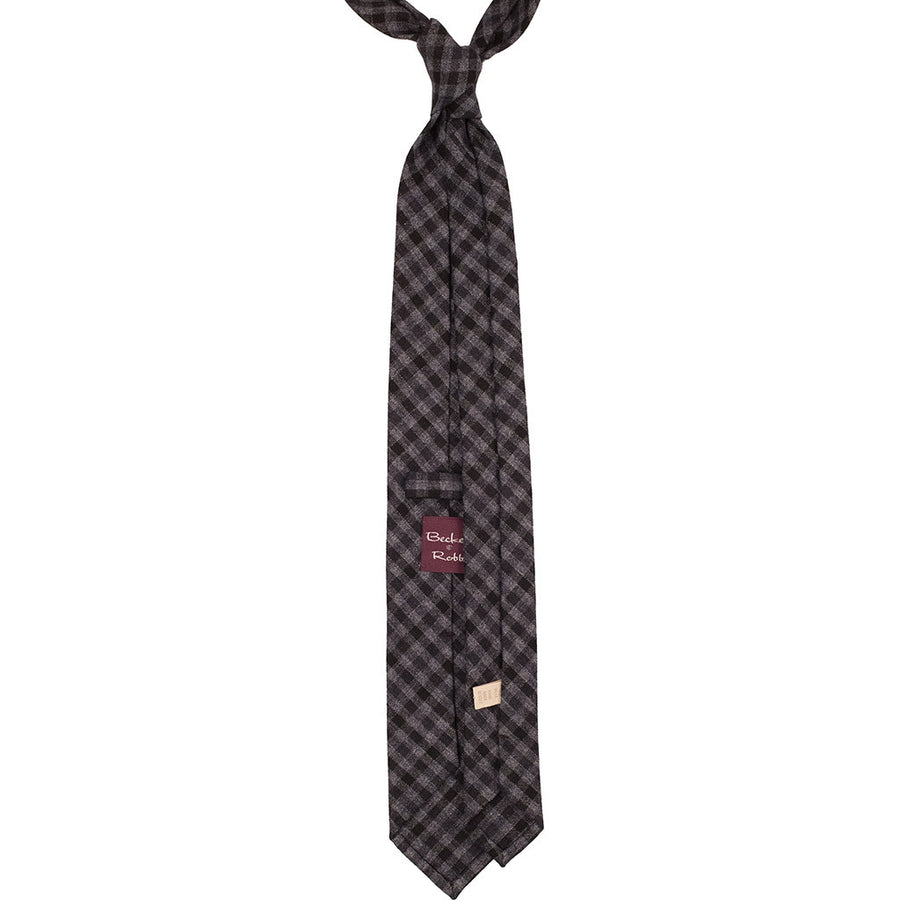 Steel Grey Gingham Wool Tie