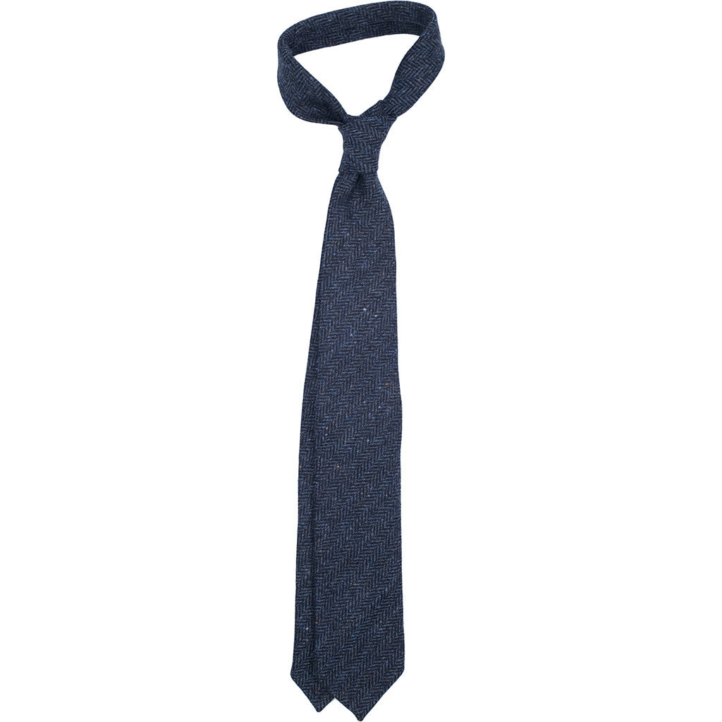Navy Herringbone Tweed Tie - Beckett & Robb