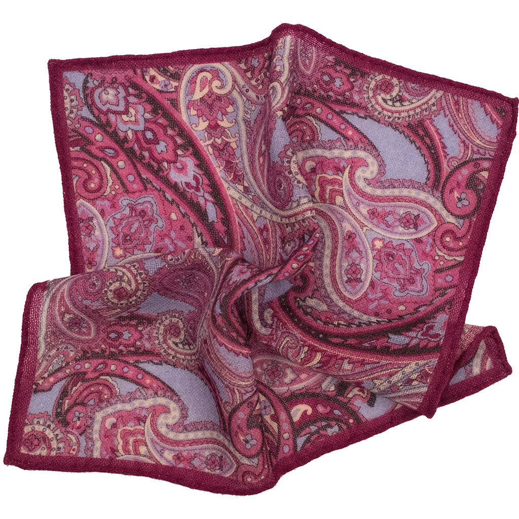 Magenta Paisley Pocket Square - Beckett &amp; Robb