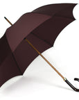 Fox Dark Grained Gloss Maple Stick Umbrella - Bordeaux Canopy - Beckett & Robb