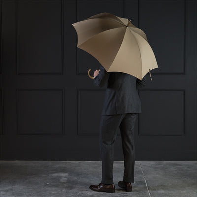 Fox Light Grained Stick Umbrella - Camel Canopy - Beckett & Robb