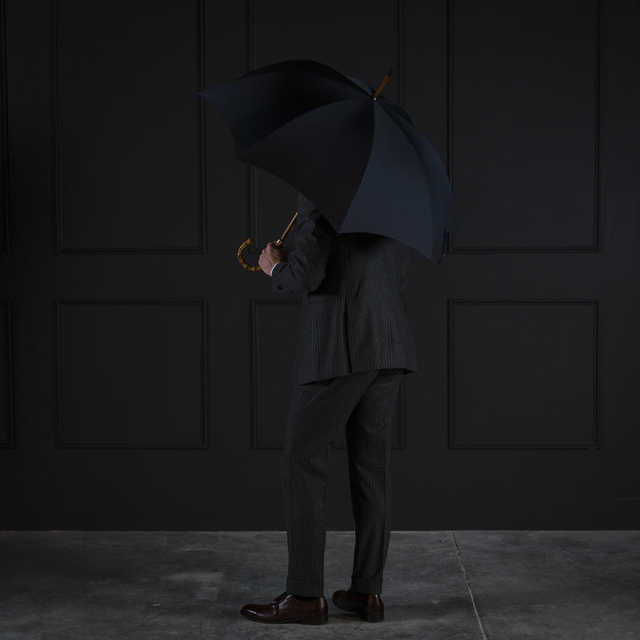 Fox Whanghee Handle Stick Umbrella - Navy Canopy - Beckett & Robb