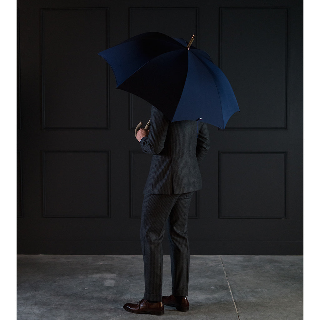 Fox Ash Solid Umbrella - French Navy Canopy - Beckett &amp; Robb