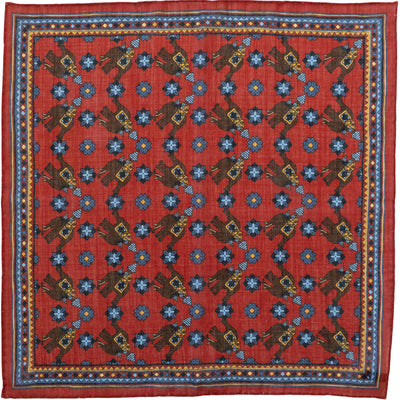 Red Elephant Print Pocket Square - Beckett & Robb