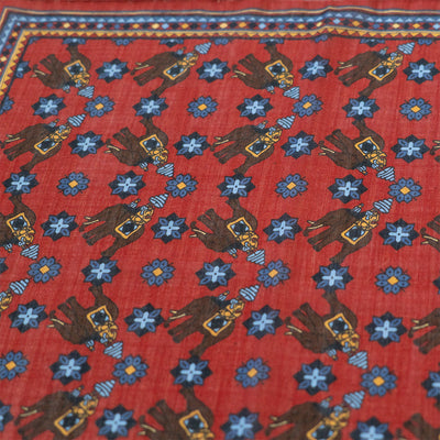Red Elephant Print Pocket Square - Beckett & Robb