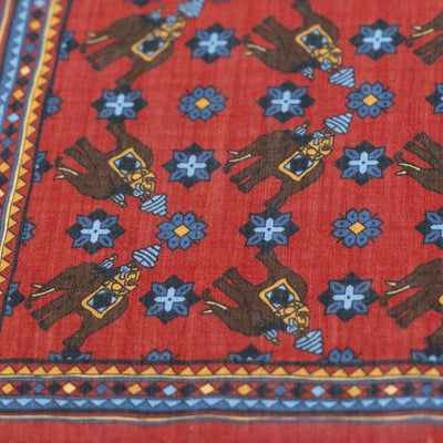 Red Elephant Print Pocket Square - Beckett & Robb