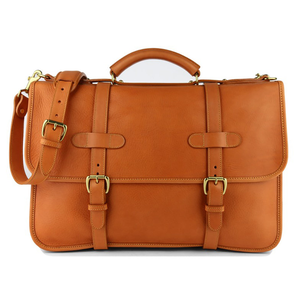 Bound Edge English Briefcase- Tan - Beckett &amp; Robb