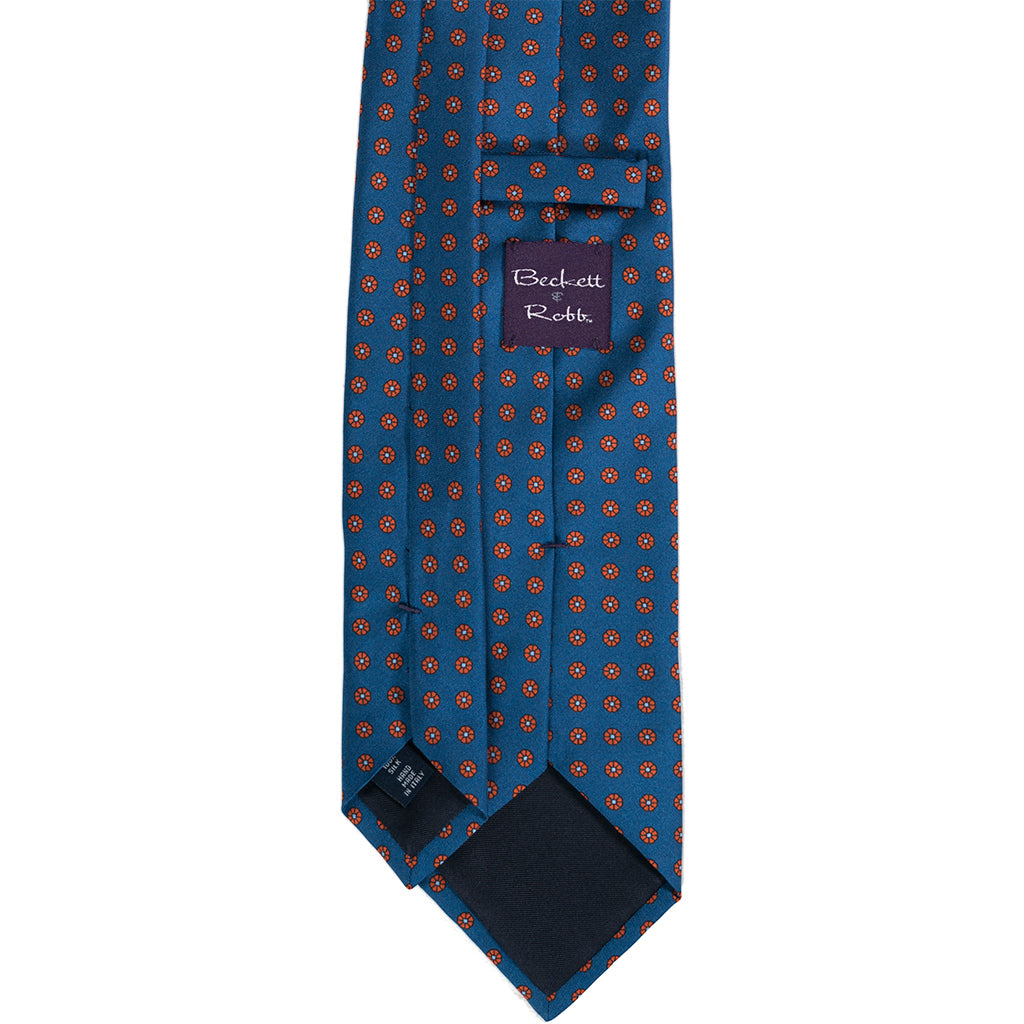 Blue &amp; Orange Geometric Print Silk Tie - Beckett &amp; Robb