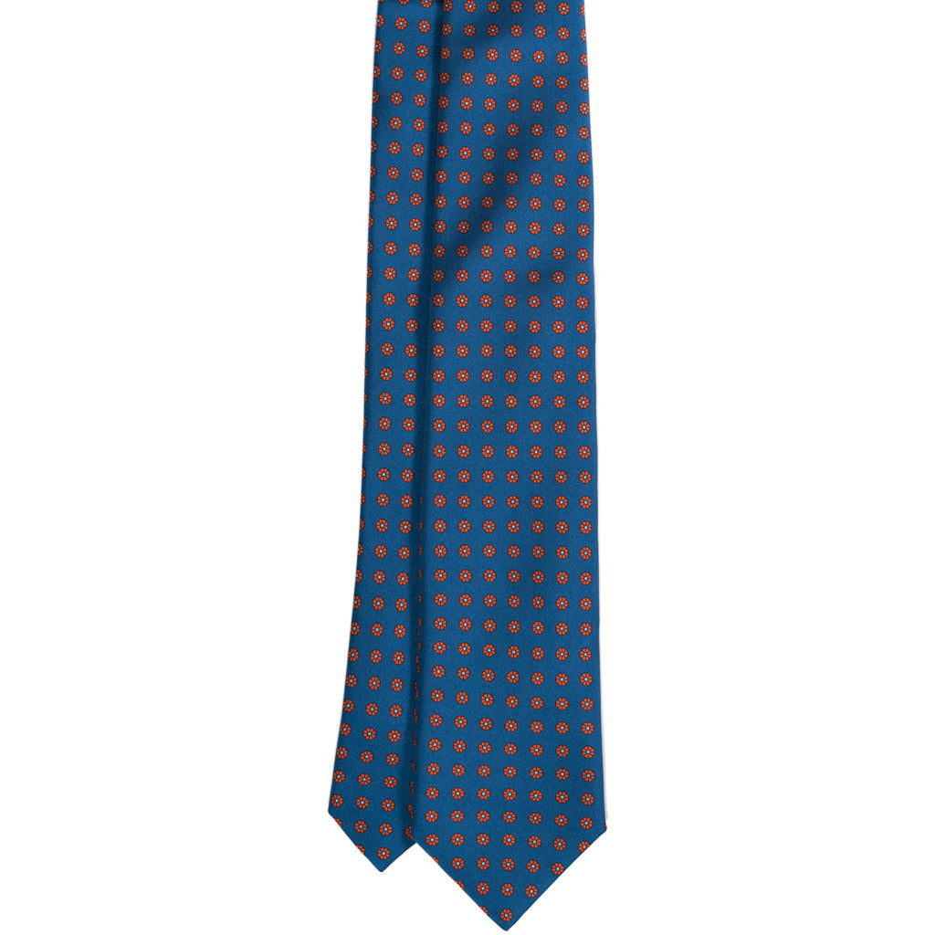 Blue &amp; Orange Geometric Print Silk Tie - Beckett &amp; Robb