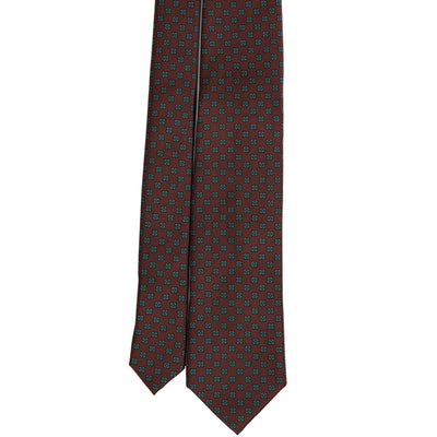 Burgundy and Grey Foulard Print Silk Tie