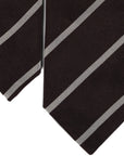 Brown Repp Stripe Silk Tie - Beckett & Robb