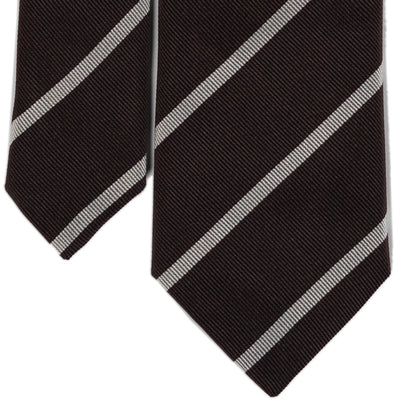 Brown Repp Stripe Silk Tie - Beckett & Robb