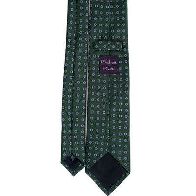 Green & Blue Medallions Foulard Silk Tie - Beckett & Robb