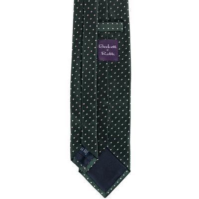Green Embroidered Pin Dot Silk Tie - Beckett & Robb