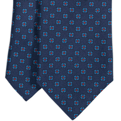 Navy & Blue Foulard Silk Tie - Beckett & Robb