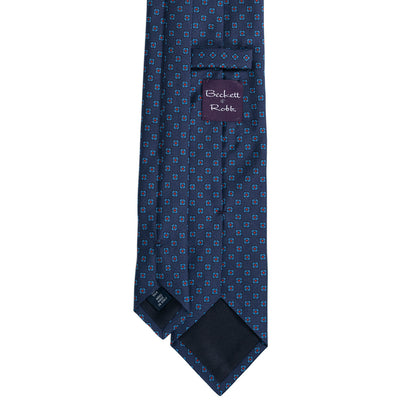 Navy & Blue Foulard Silk Tie - Beckett & Robb