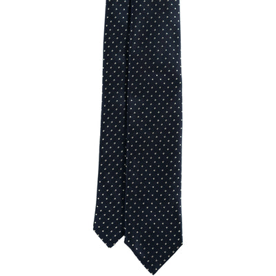 Navy Embroidered Pin Dot Silk Tie - Beckett & Robb