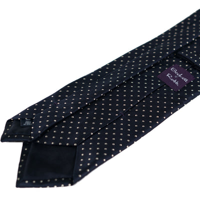 Navy Embroidered Pin Dot Silk Tie - Beckett & Robb