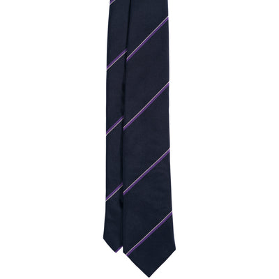 Navy Purple Stripe Silk Tie - Beckett & Robb