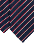 Navy with Red & White Stripe Silk Tie - Beckett & Robb