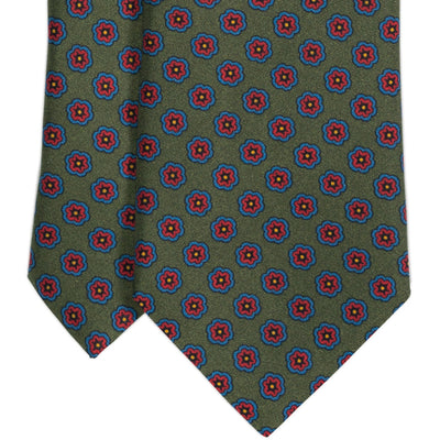 Olive & Red Floral Print Silk Tie - Beckett & Robb