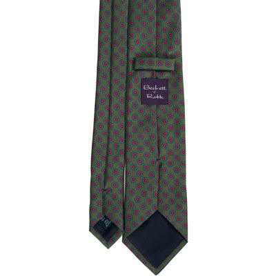Olive & Red Floral Print Silk Tie - Beckett & Robb