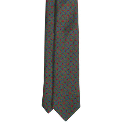 Olive & Red Floral Print Silk Tie - Beckett & Robb