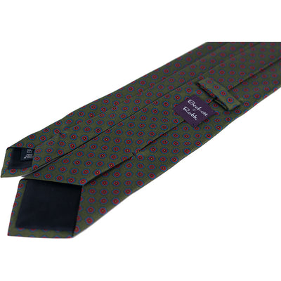 Olive & Red Floral Print Silk Tie - Beckett & Robb