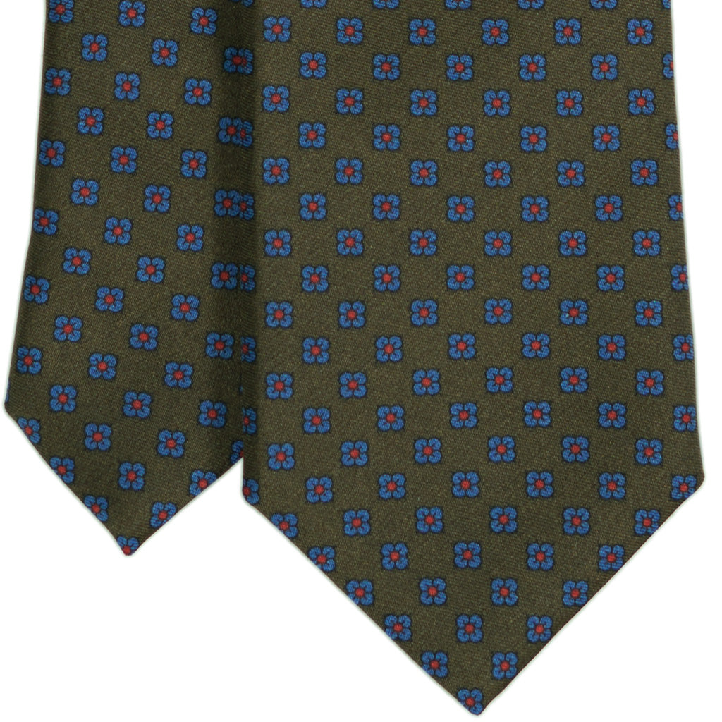 Olive &amp; Blue Foulard Silk Tie - Beckett &amp; Robb