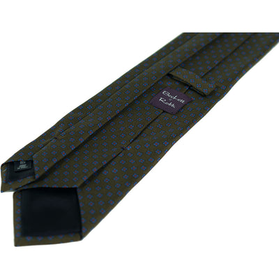 Olive & Blue Foulard Silk Tie - Beckett & Robb