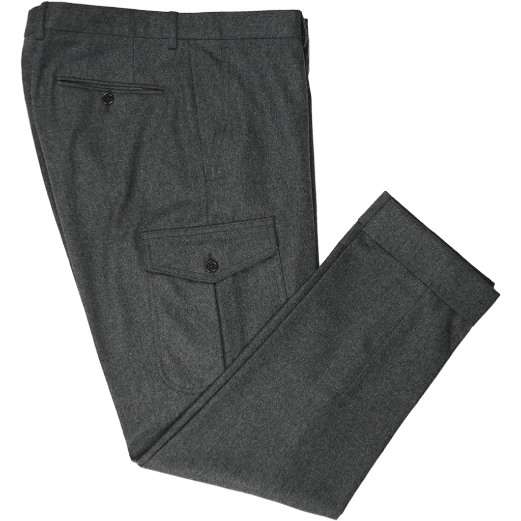 Dark Grey Flannel Cargo Trousers - Beckett &amp; Robb
