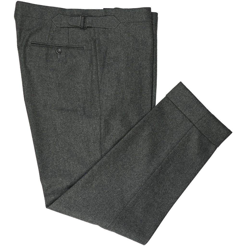 Mid Grey Flannel Trousers - Beckett &amp; Robb