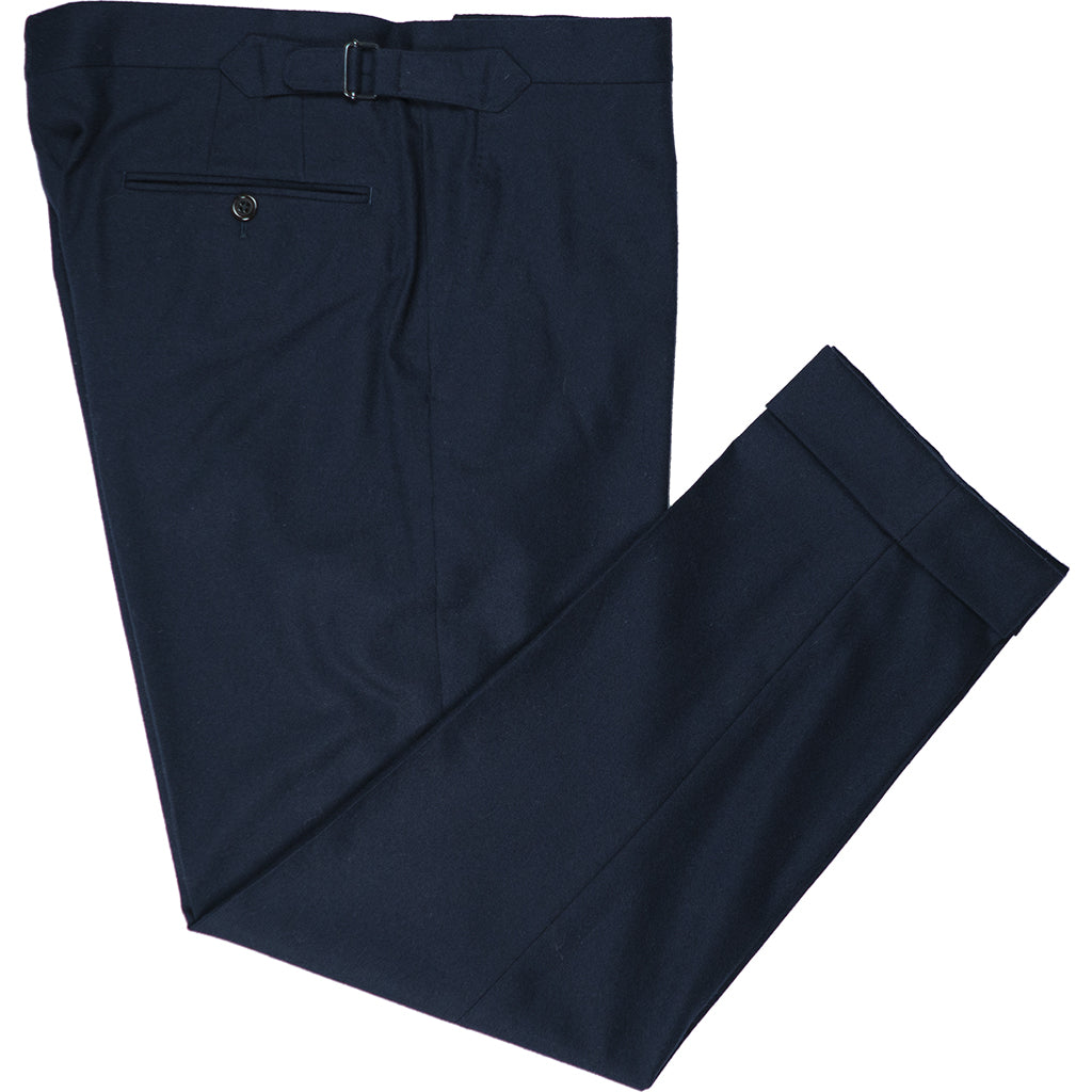 Navy Flannel Trousers - Beckett &amp; Robb