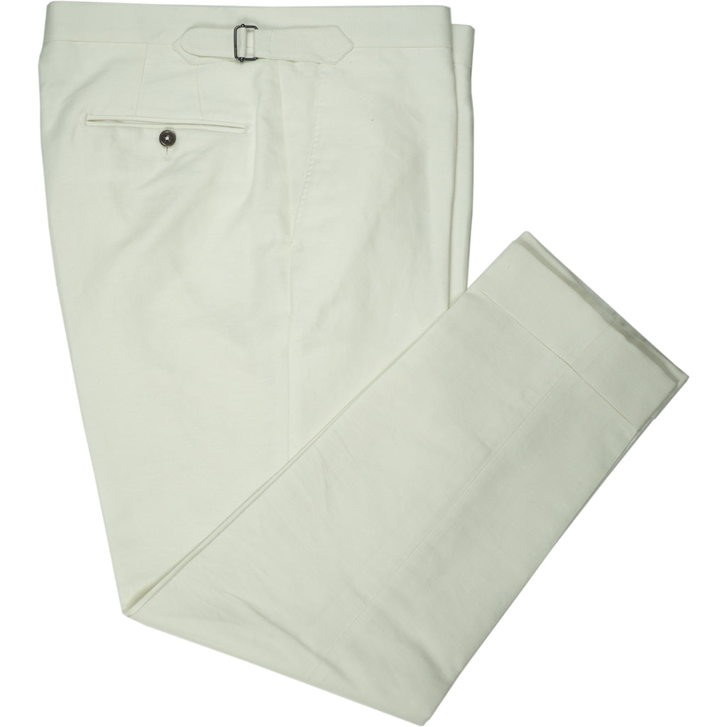 Off-White Linen &amp; Cotton Trousers - Beckett &amp; Robb