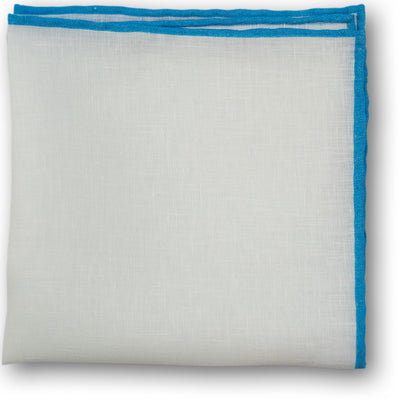 Aqua Hand-Rolled Linen Pocket Square - Beckett & Robb