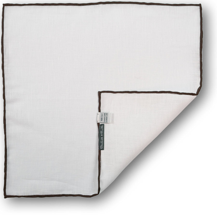 Brown Hand-Rolled Linen Pocket Square - Beckett & Robb