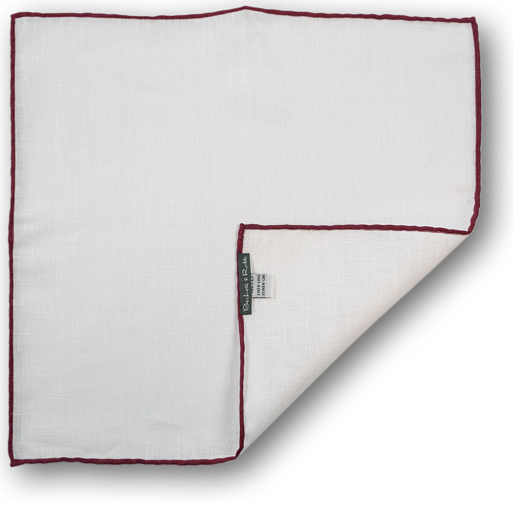 Burgundy Hand-Rolled Linen Pocket Square - Beckett &amp; Robb