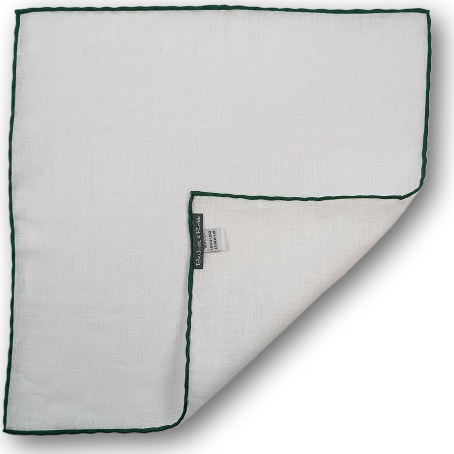 Green Hand-Rolled Linen Pocket Square