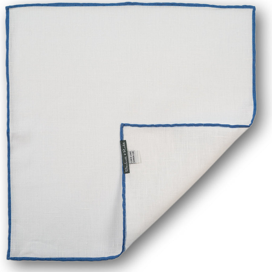 Blue Hand-Rolled Linen Pocket Square
