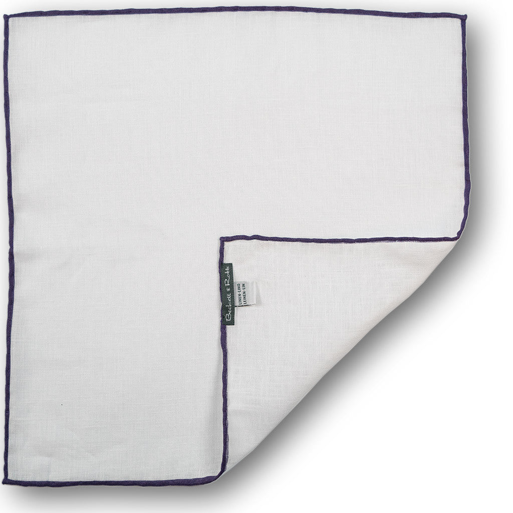 Purple Hand-Rolled Linen Pocket Square - Beckett &amp; Robb